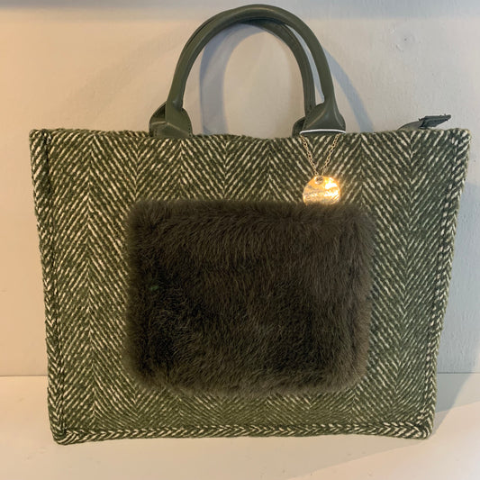 Borsa con tasca Pelosina verde oliva